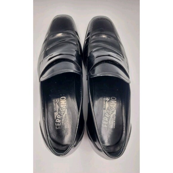 Salvatore Ferragamo Mens 9‎ D Italian Black Leather Shoe Loafers main image 5